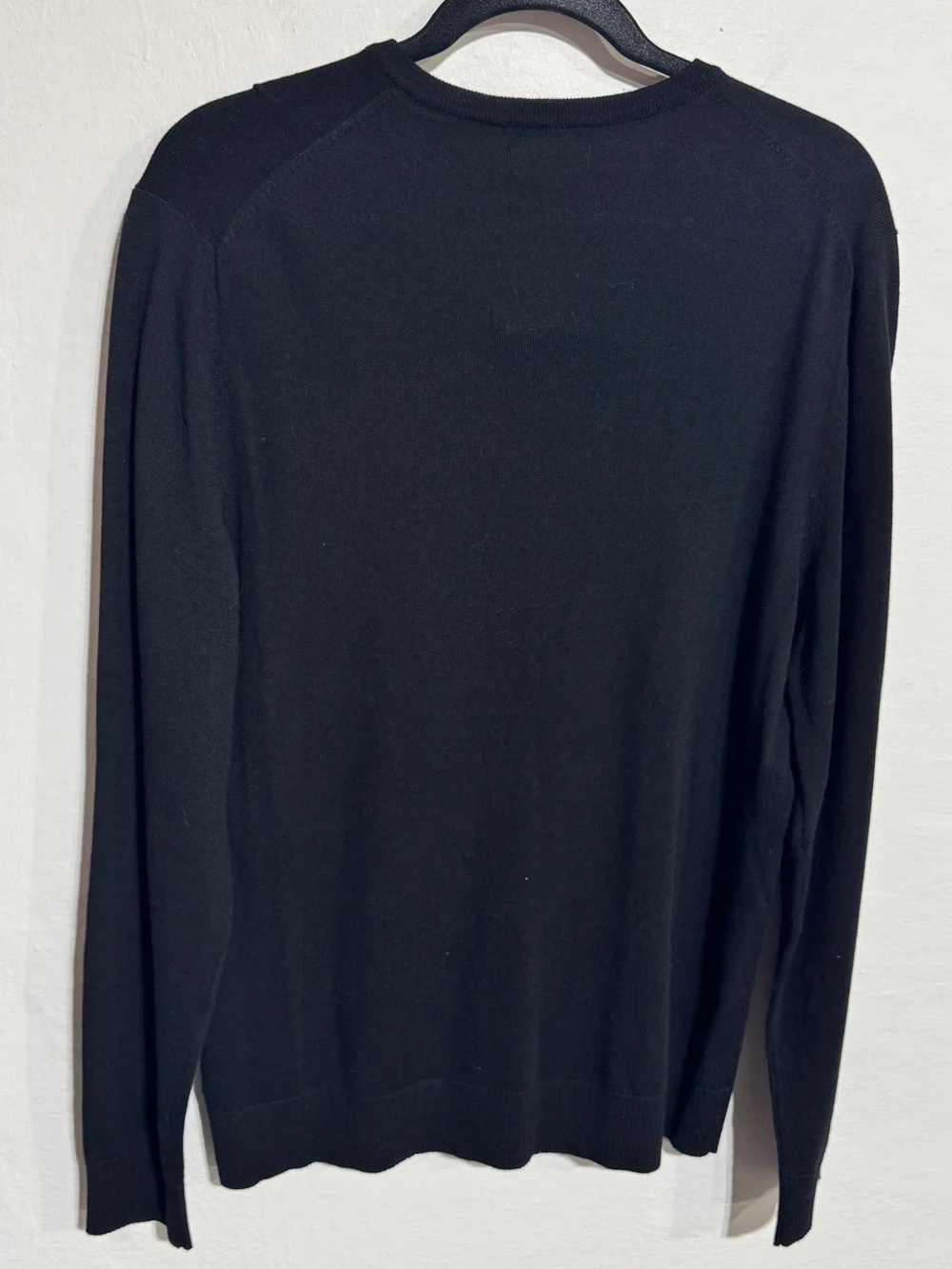 Alfani V-Neck Cotton Blend Sweater - Deep Black - Men's medium